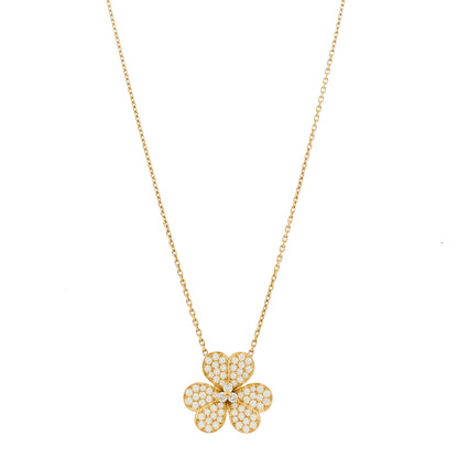 Van Cleef & Arpels 18K Yellow Gold Diamond Large Frivole Pendant Pave Necklace 1 of 7