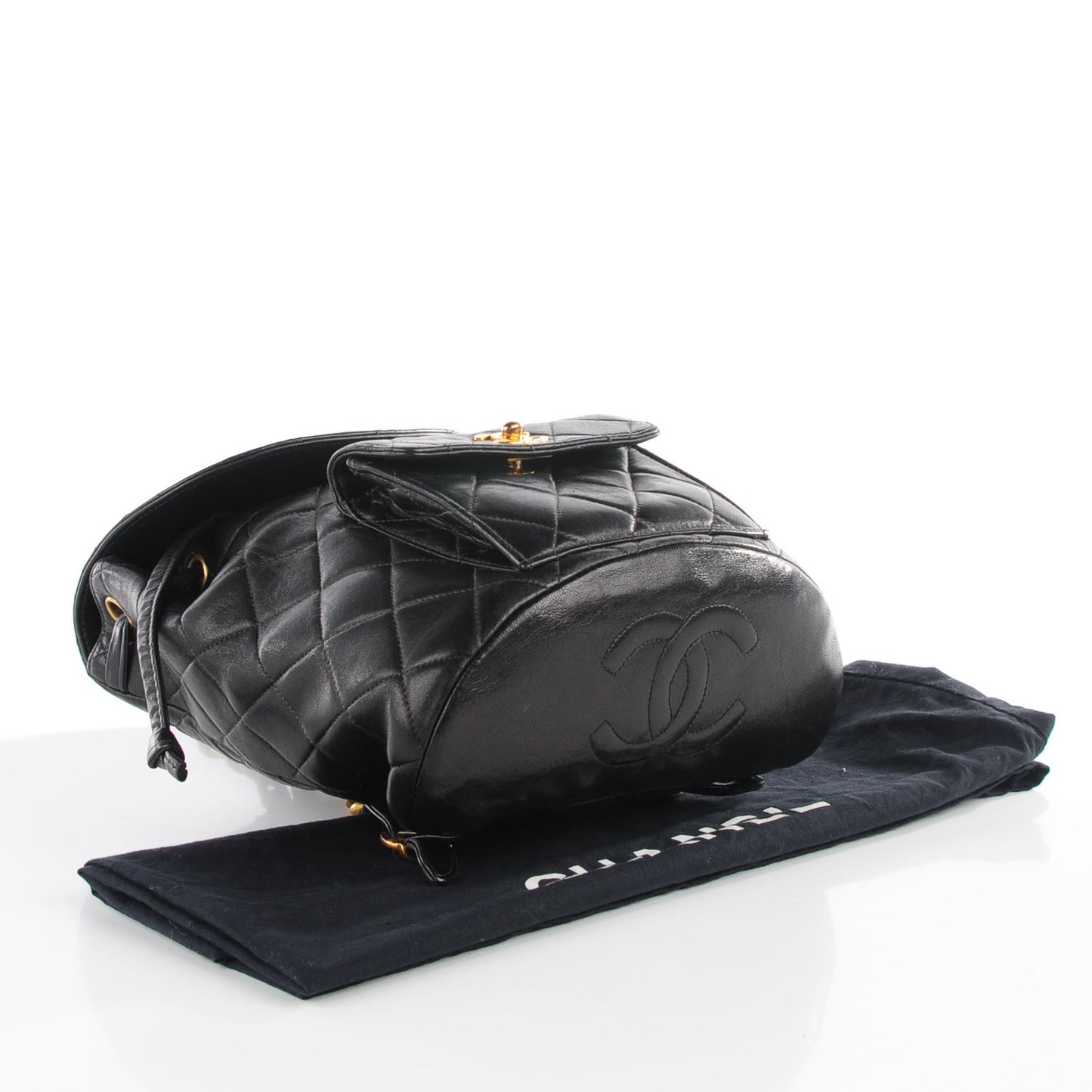 Lambskin Quilted Backpack Black