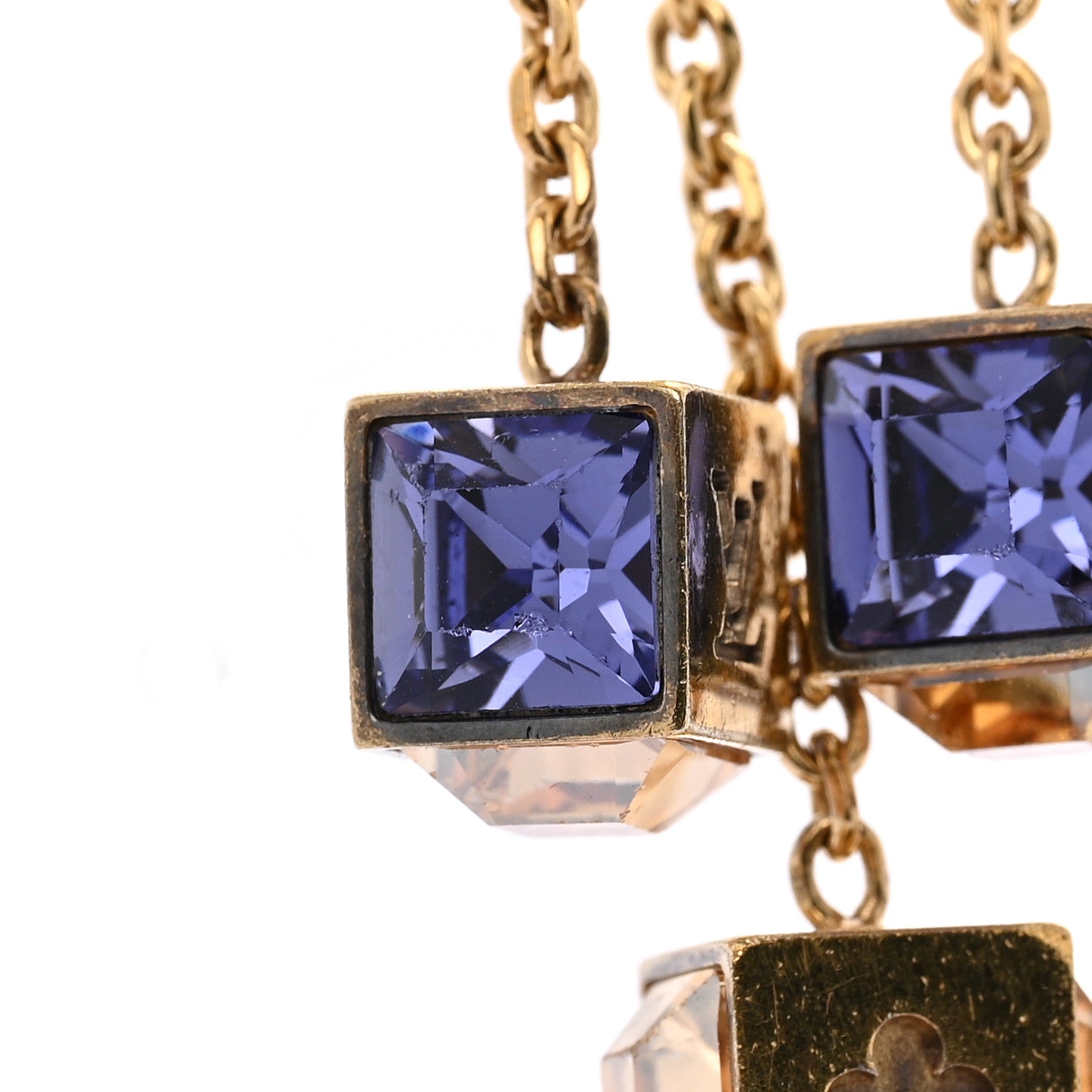 Louis Vuitton Swarovski Gamble Earrings Azur Gold 6 of 7