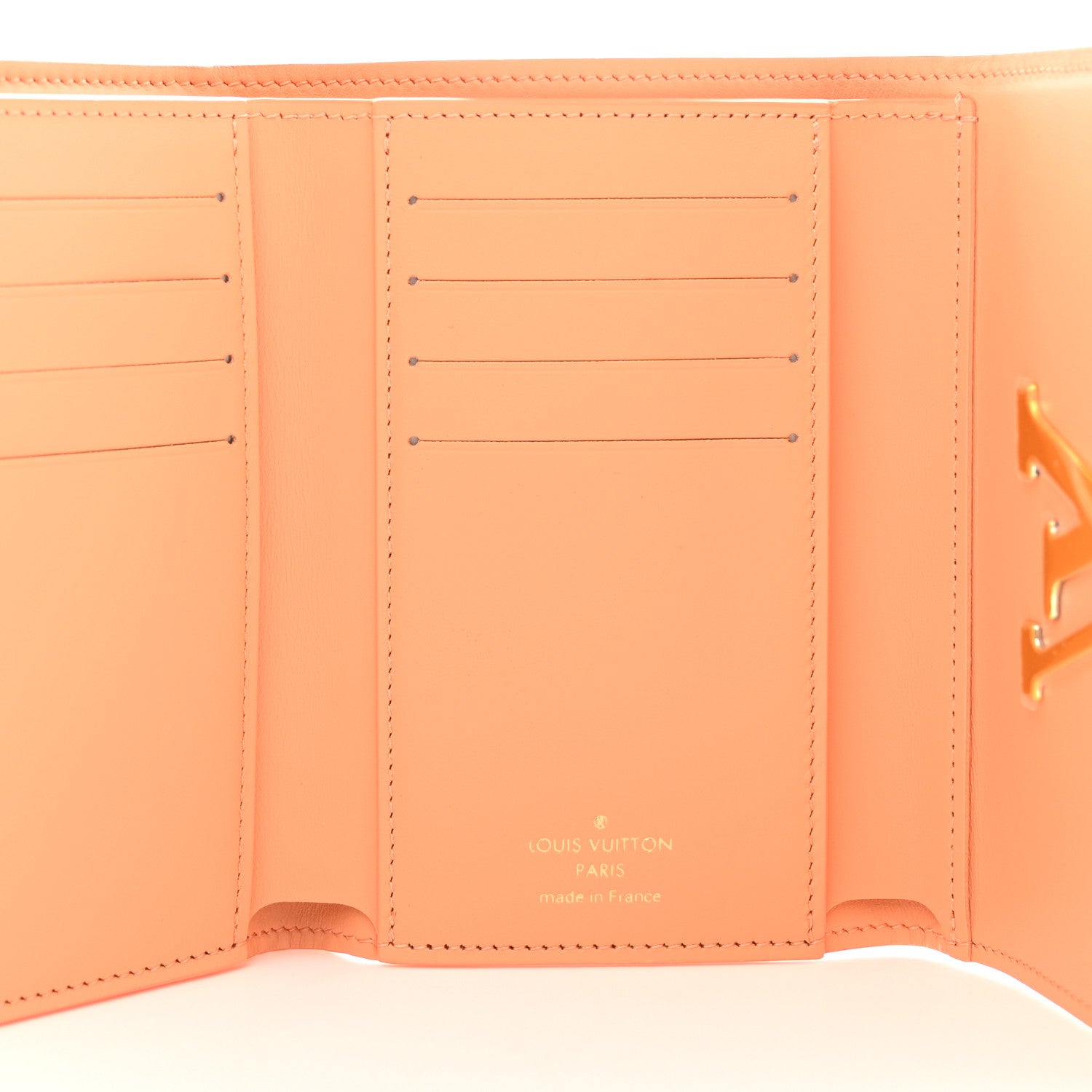 Louis Vuitton Taurillon Capucines Compact Maxi Wallet Apricot Orange 5 of 7