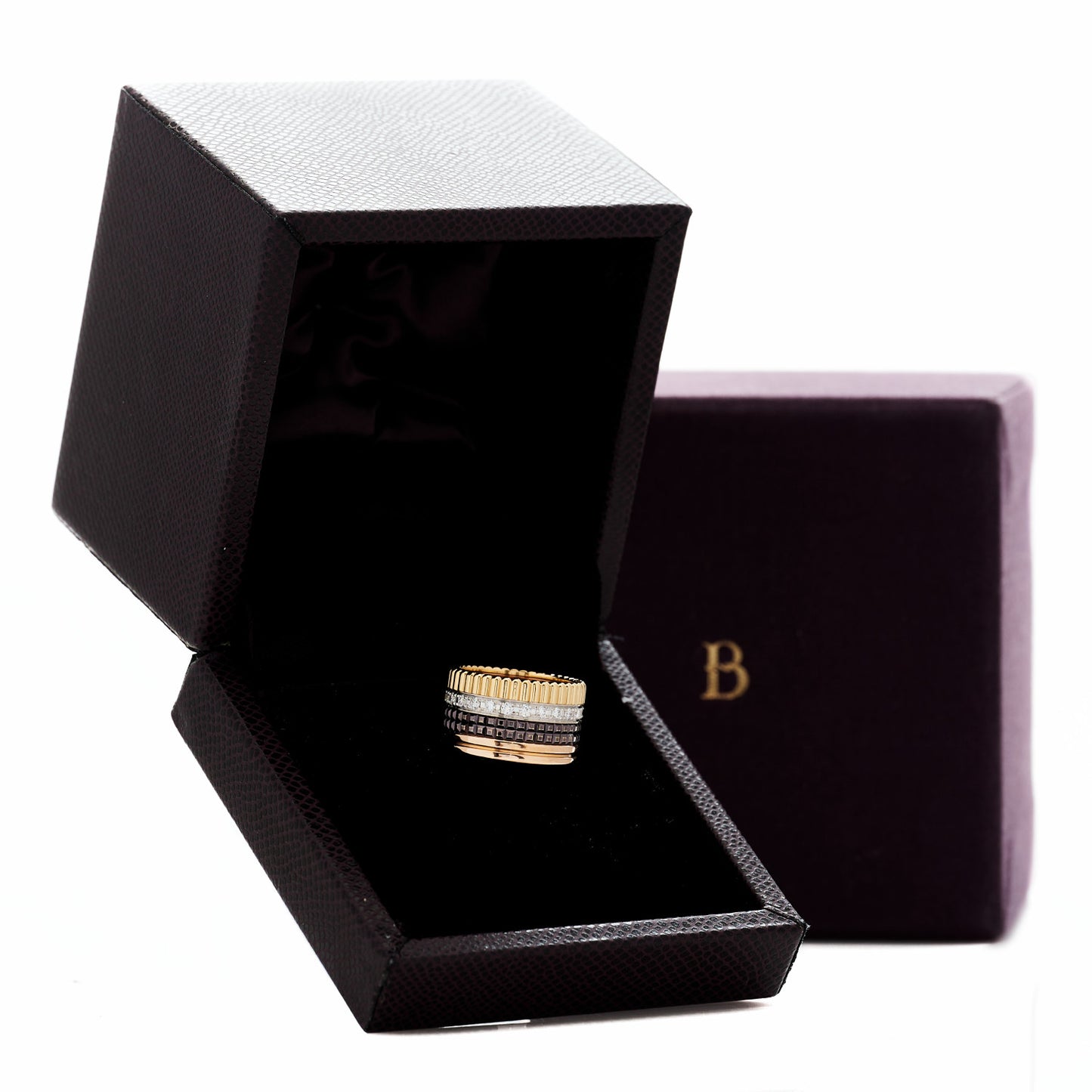 18K Pink Yellow White Gold Diamond PVD Large Quatre Classique Ring 49 4.75