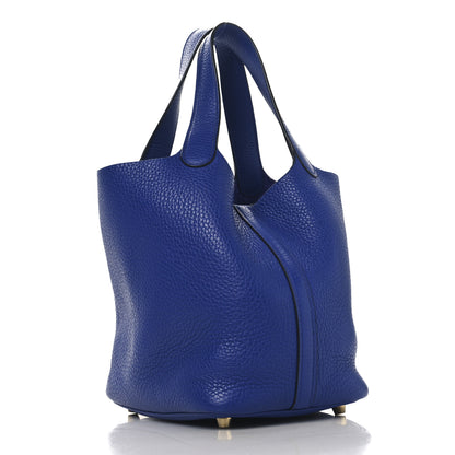 Hermes Taurillon Clemence Picotin Lock 18 PM Bleu Electrique 3 of 12