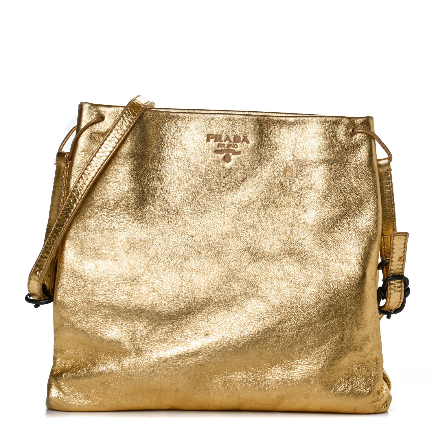 Prada Metallic Nappa Crossbody Gold 2 of 11