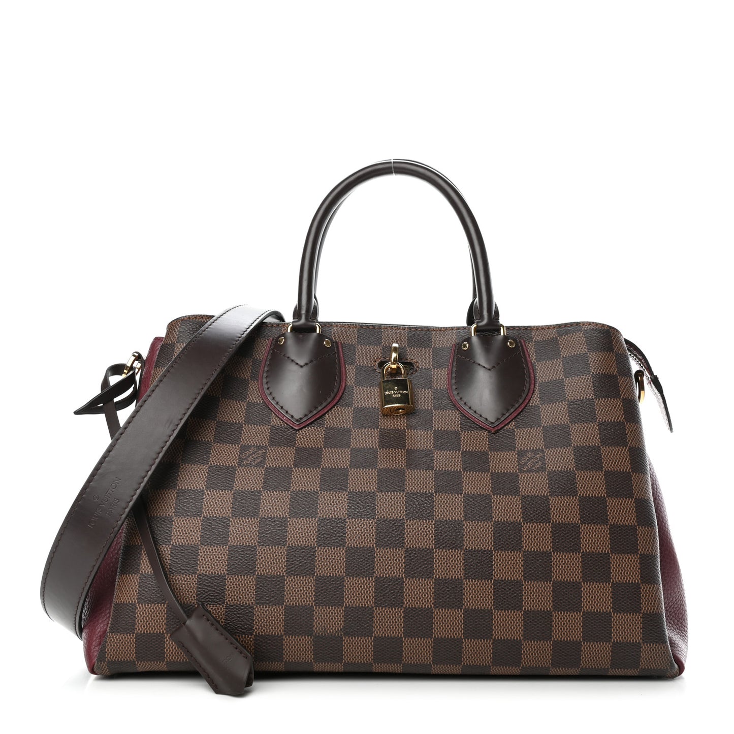 Cuir Taurillon Damier Ebene Normandy Bordeaux
