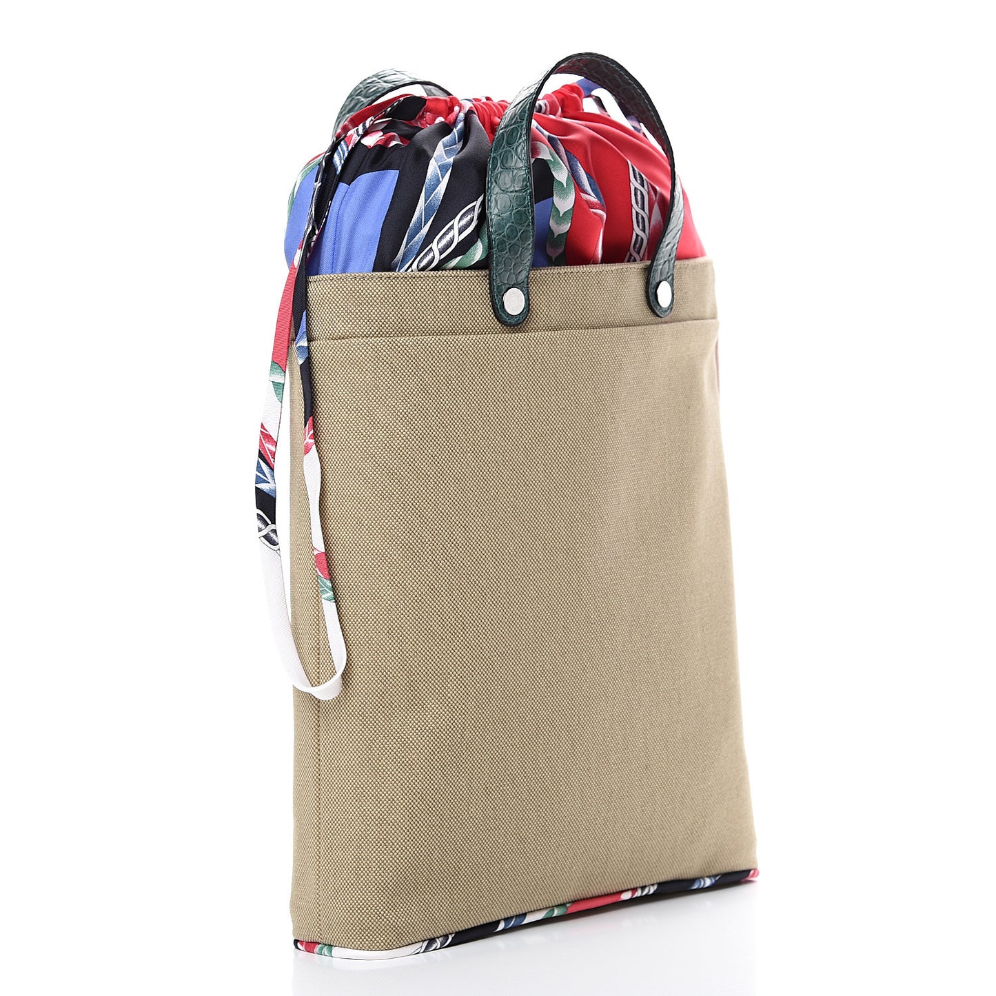 Canvas Silk Porosus Crocodile Petit H Tote Multicolor