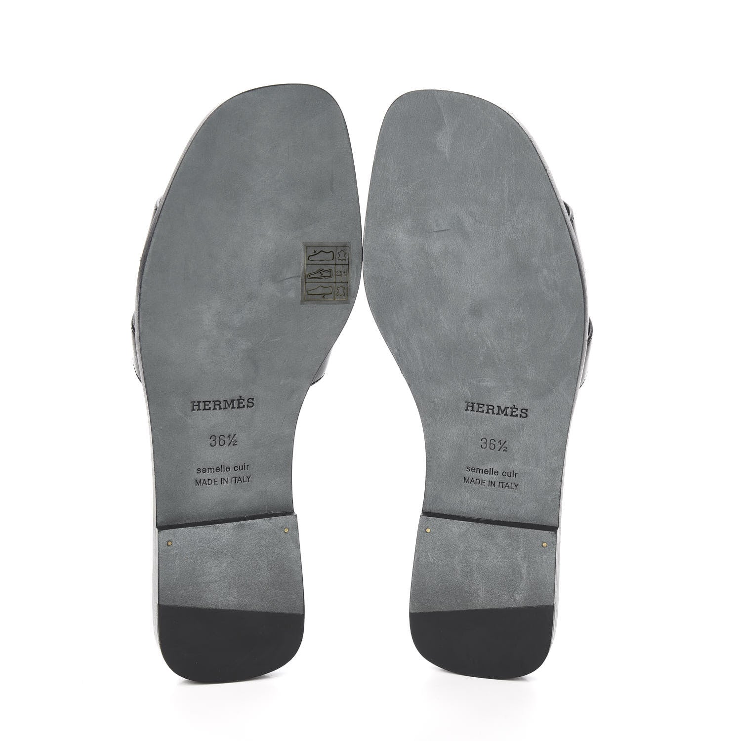 Hermes Calfskin Oran Sandals 36.5 Black 5 of 9