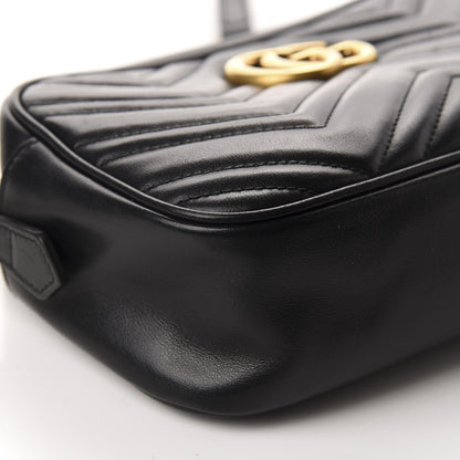 Gucci Calfskin Matelasse Small GG Marmont Chain Shoulder Bag Black 6 of 14