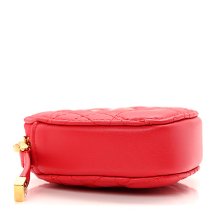 Christian Dior Lambskin Cannage Dioramour Caro Heart Coin Purse Bag Charm Red 4 of 8