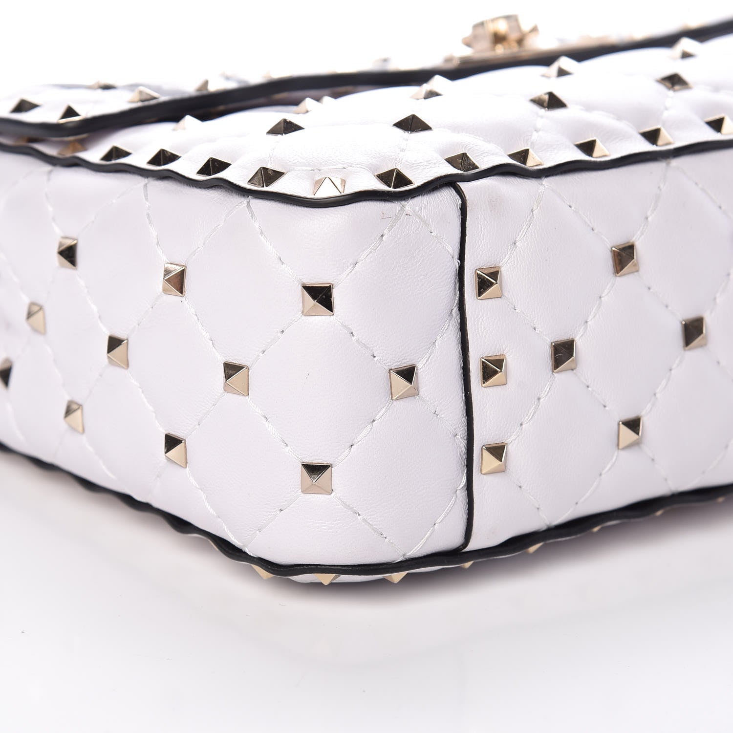 Valentino Garavani Lambskin VLTN Print Medium Rockstud Spike Shoulder Bag Optic White Black 7 of 8