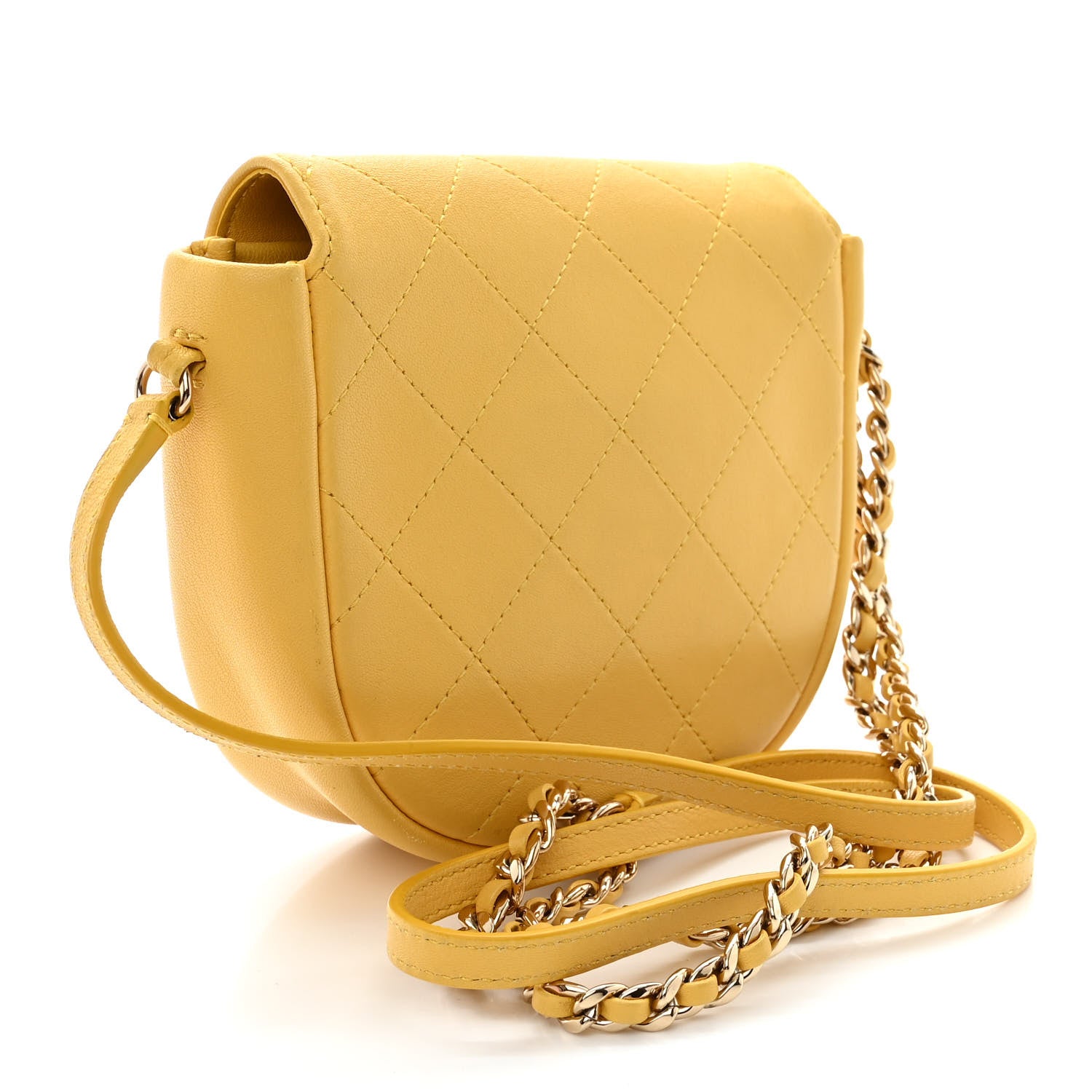 Chanel Goatskin Stitched Casual Trip Messenger Flap Yellow 3 of 10