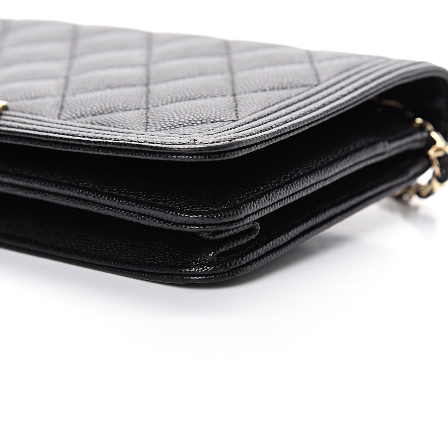 Caviar Quilted Boy Wallet On Chain WOC Black