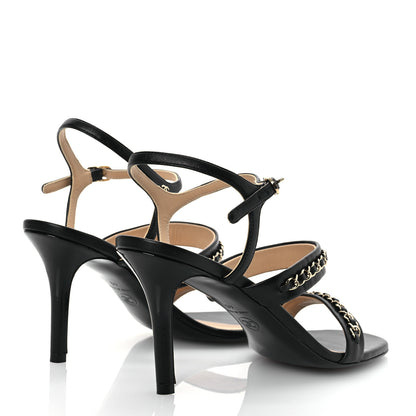Chanel Lambskin Chain Strap Sandals 40 Black 5 of 14