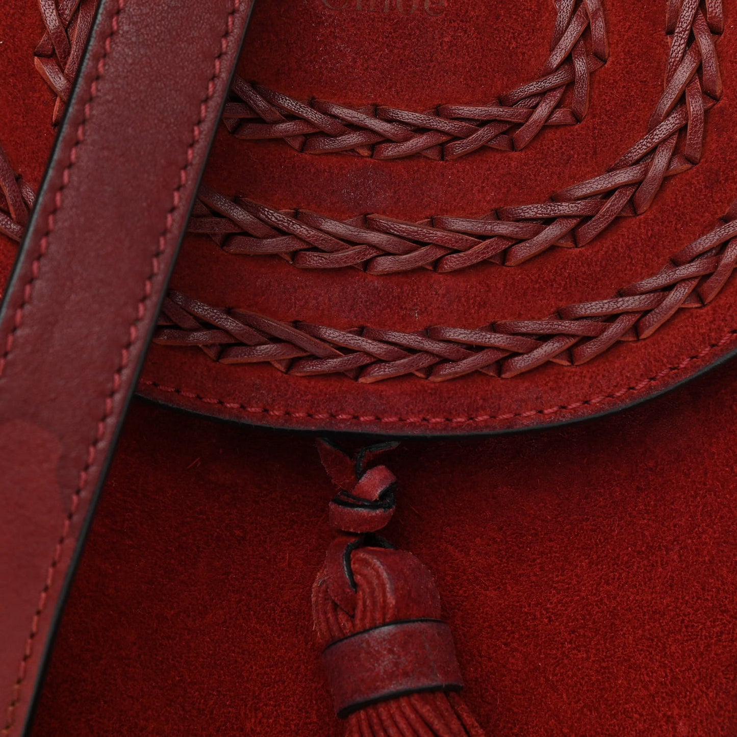 Suede Calfskin Braided Mini Hudson Shoulder Bag Sienna Red
