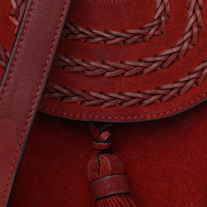 Chloe Suede Calfskin Braided Mini Hudson Shoulder Bag Sienna Red 6 of 12