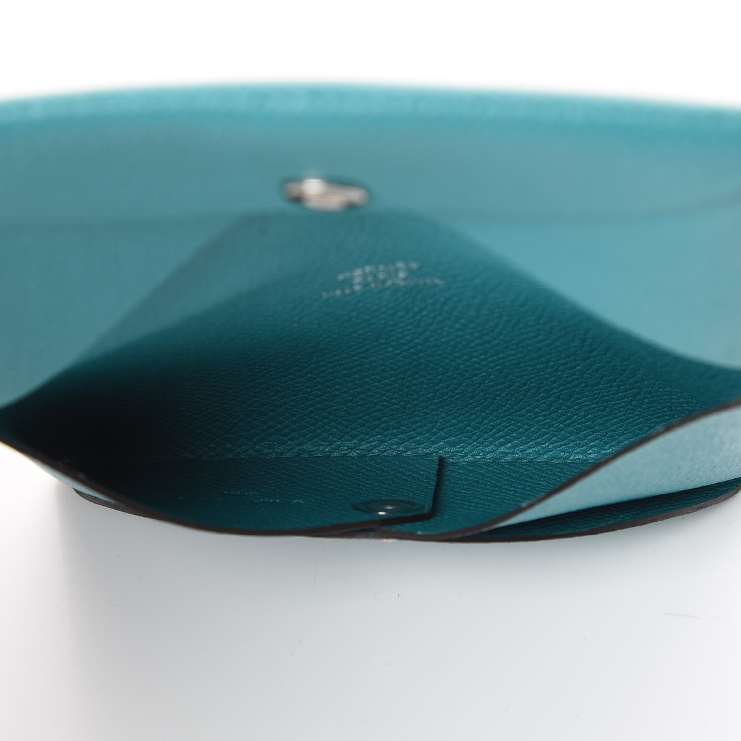 Hermes Epsom Calvi Card Case Bleu Paon 5 of 9