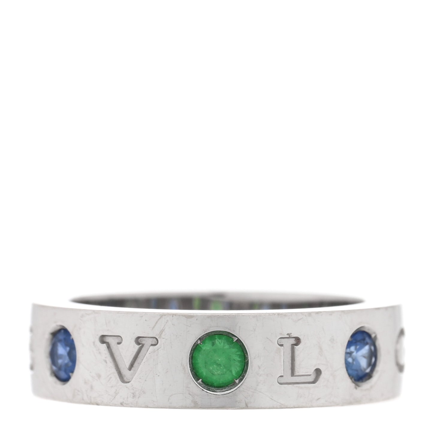 18K White Gold Diamond Blue Sapphire Tsavorite Roman Sorbets Ring 50 5.25