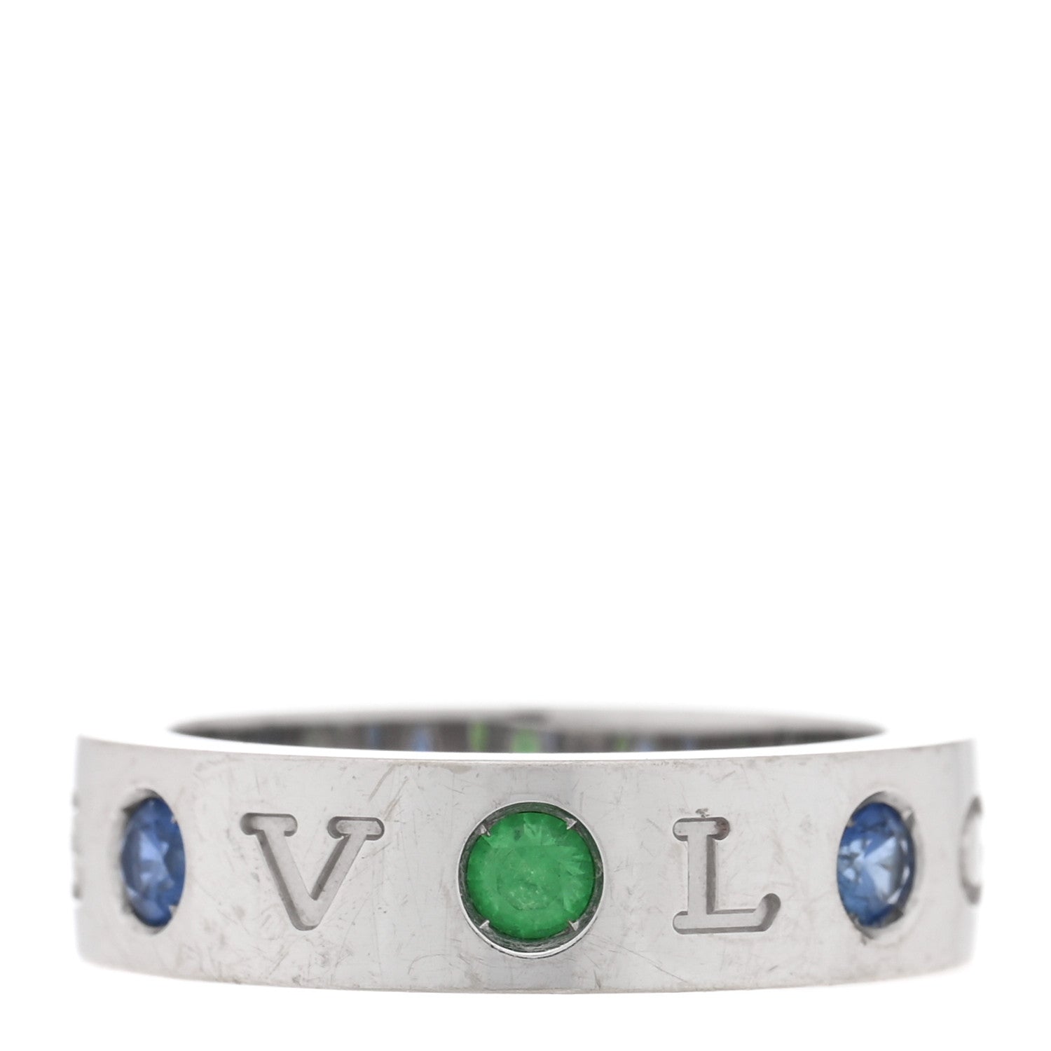 Bulgari 18K White Gold Diamond Blue Sapphire Tsavorite Roman Sorbets Ring 50 5.25 1 of 4