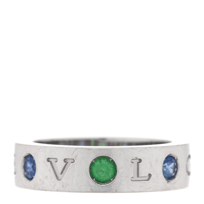 Bulgari 18K White Gold Diamond Blue Sapphire Tsavorite Roman Sorbets Ring 50 5.25 1 of 4