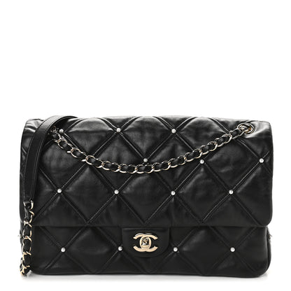 Chanel Lambskin Quilted Pearl Studded Flap Black 1 of 10