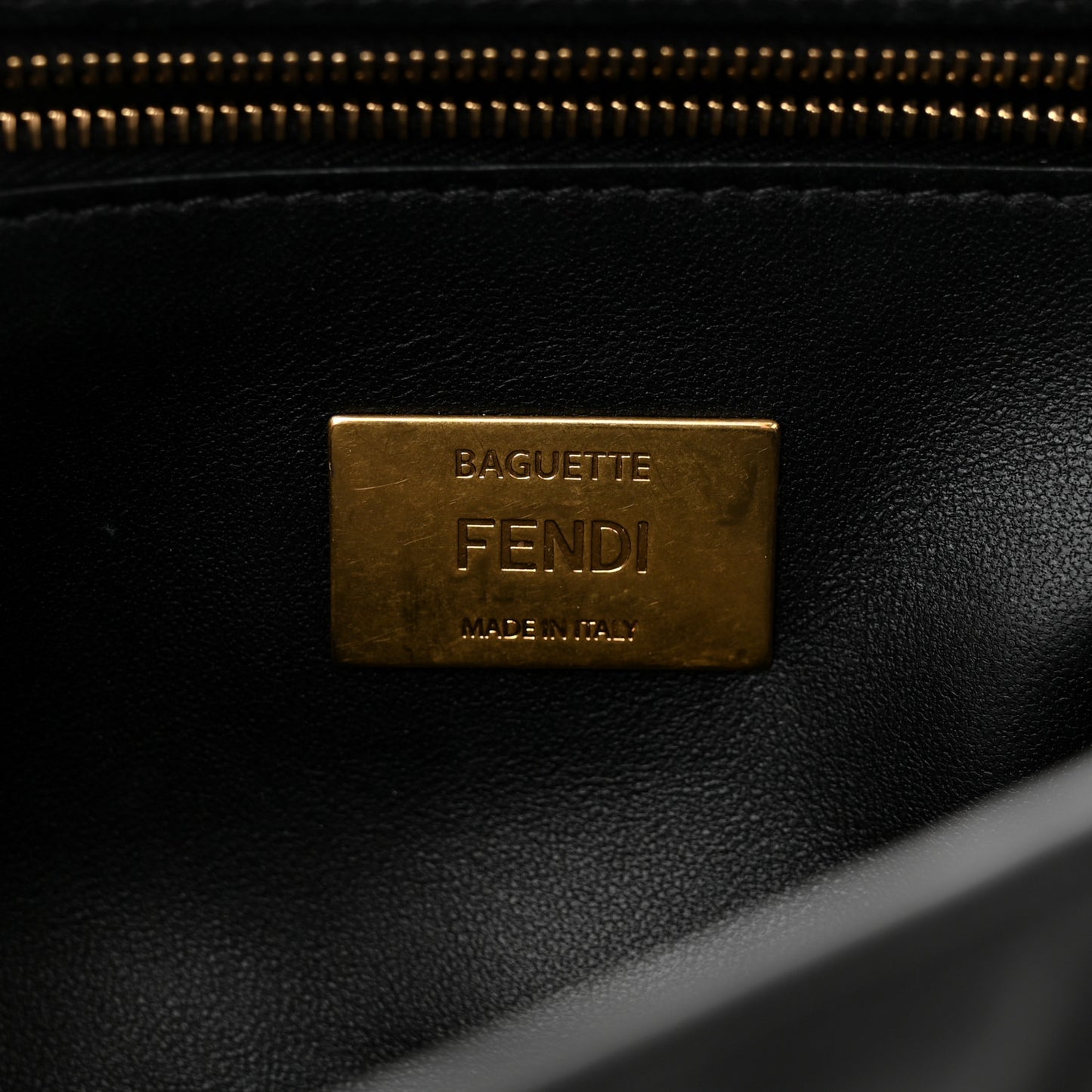 Nappa Small FF Embossed Mid Chain Baguette Black