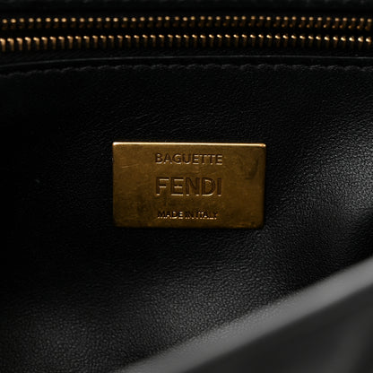 Fendi Nappa Small FF Embossed Mid Chain Baguette Black 6 of 10
