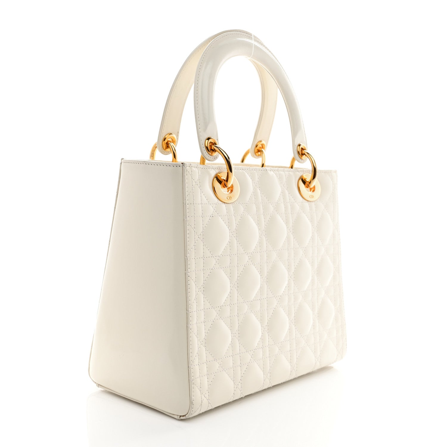 Christian Dior Glazed Calfskin Cannage Medium Lady Dior White 3 of 10