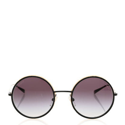 Chanel Metal Raffia Braided Round Sunglasses 4250 Black 2 of 12