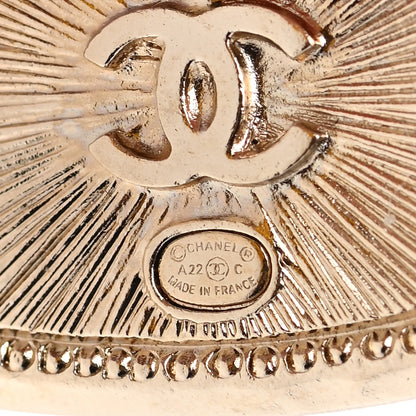 Chanel Metal Glass Pearl Strass CC Earrings Pink Gold 4 of 4