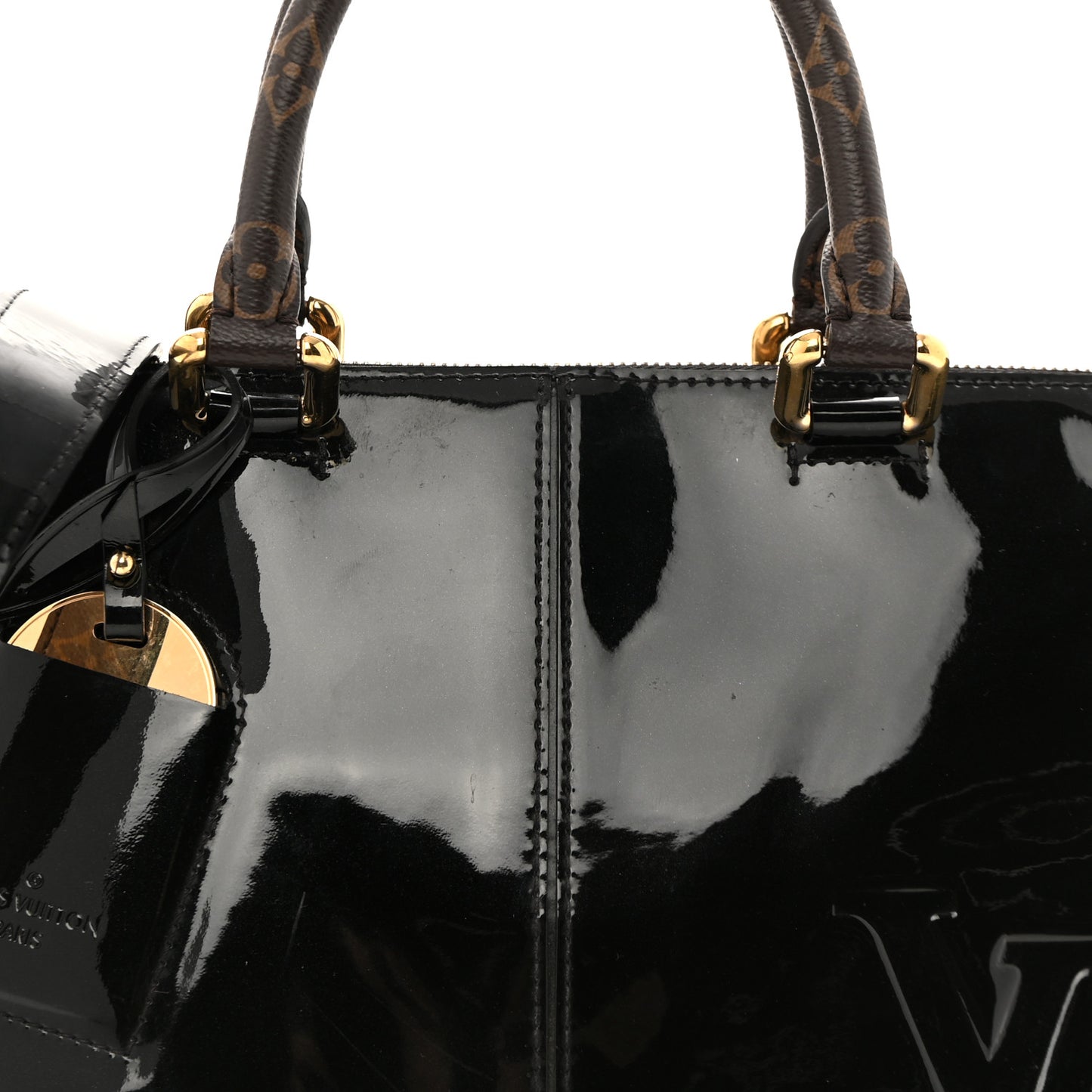 Patent Calfskin Miroir Tote Black