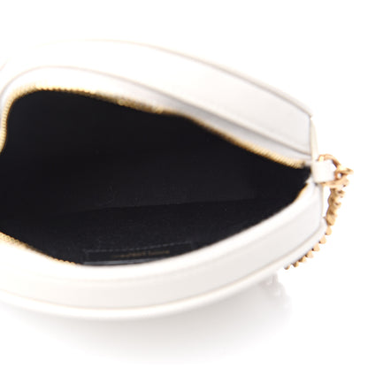 Saint Laurent Grain De Poudre Matelasse Chevron Quilted Round Vinyle Camera Bag White 4 of 8