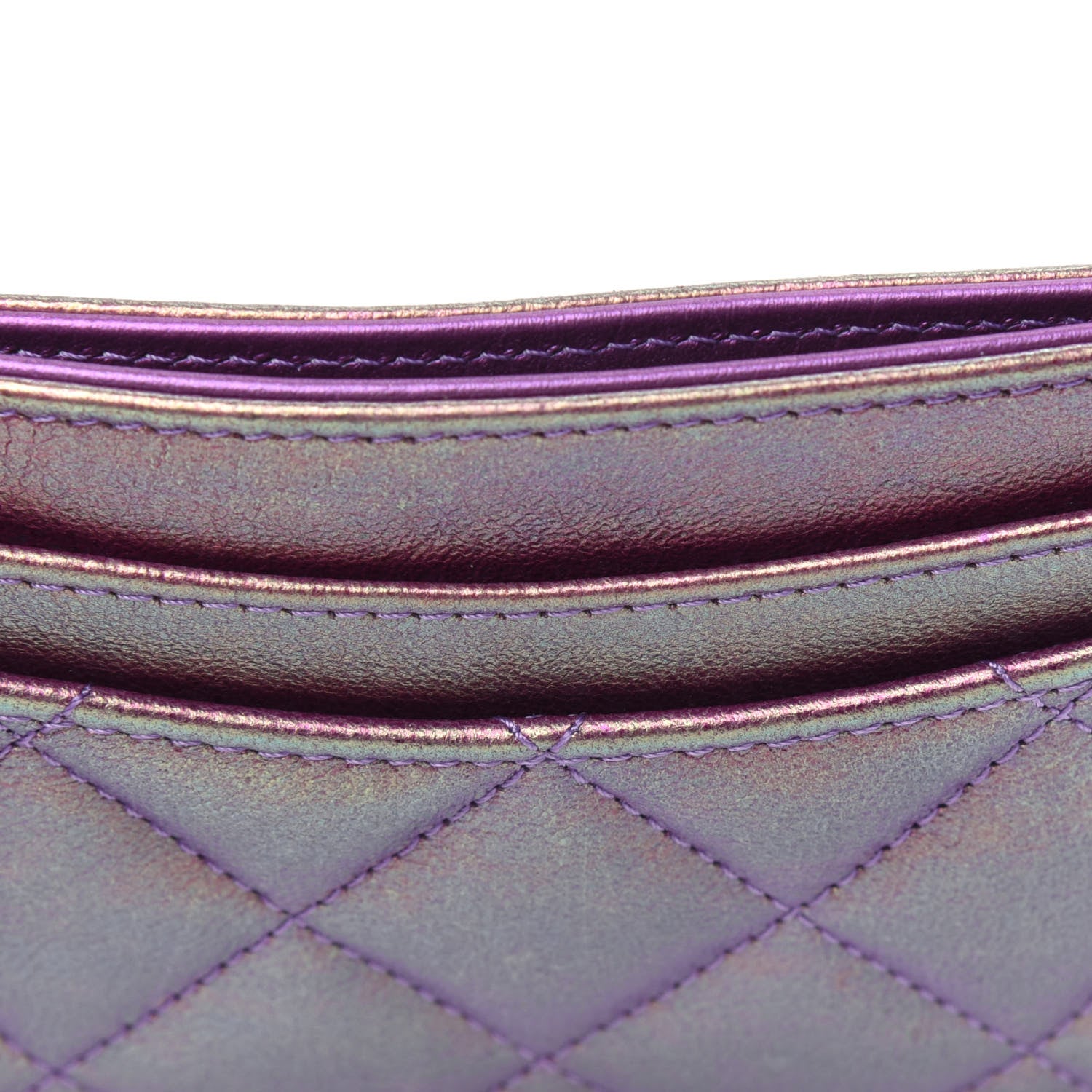 Chanel Iridescent Lambskin Quilted Card Holder Purple 13 of 14