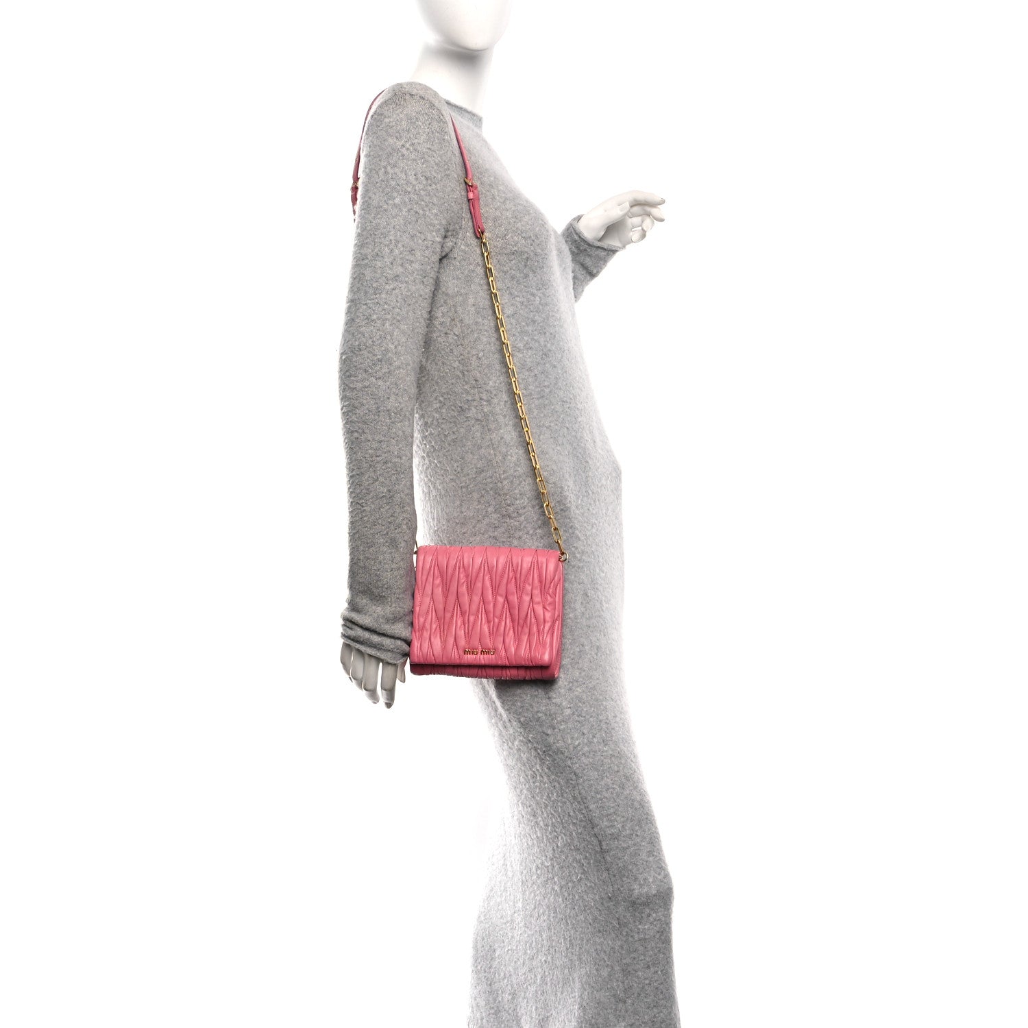 Miu Miu Nappa Matelasse Chain Crossbody Geranio 2 of 10