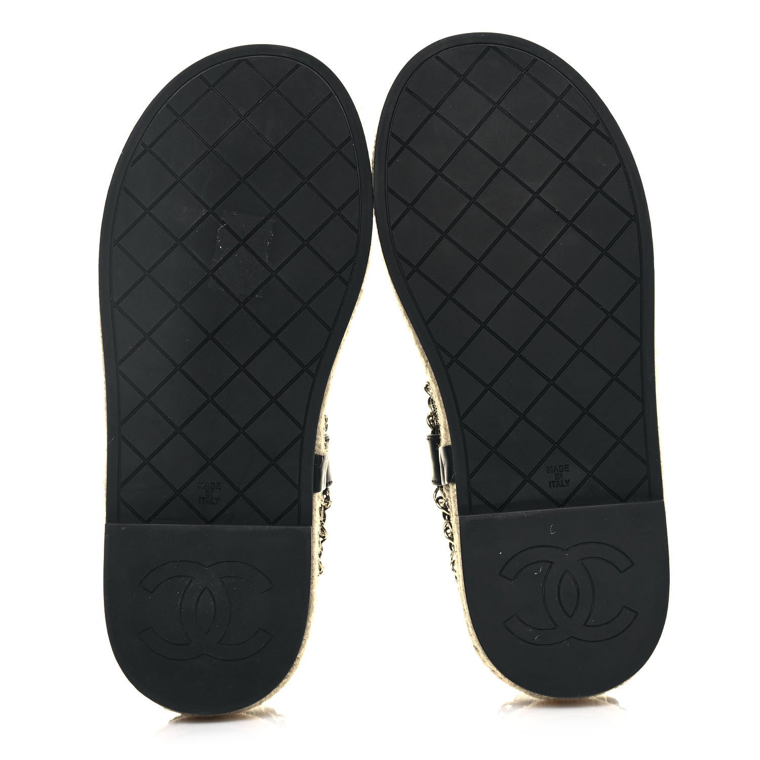 Chanel Lambskin Chain CC Thong Espadrille Sandals 37 Black 5 of 11