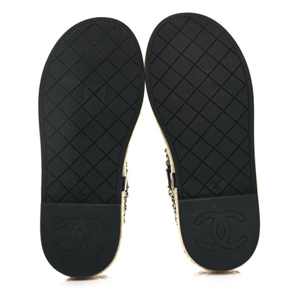 Chanel Lambskin Chain CC Thong Espadrille Sandals 37 Black 5 of 11
