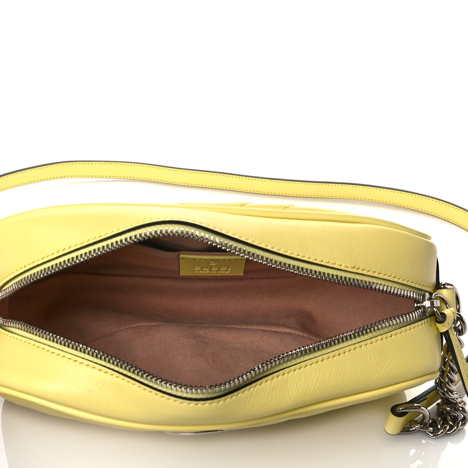 Gucci Calfskin Matelasse Small GG Marmont Chain Shoulder Bag Banana 7 of 11