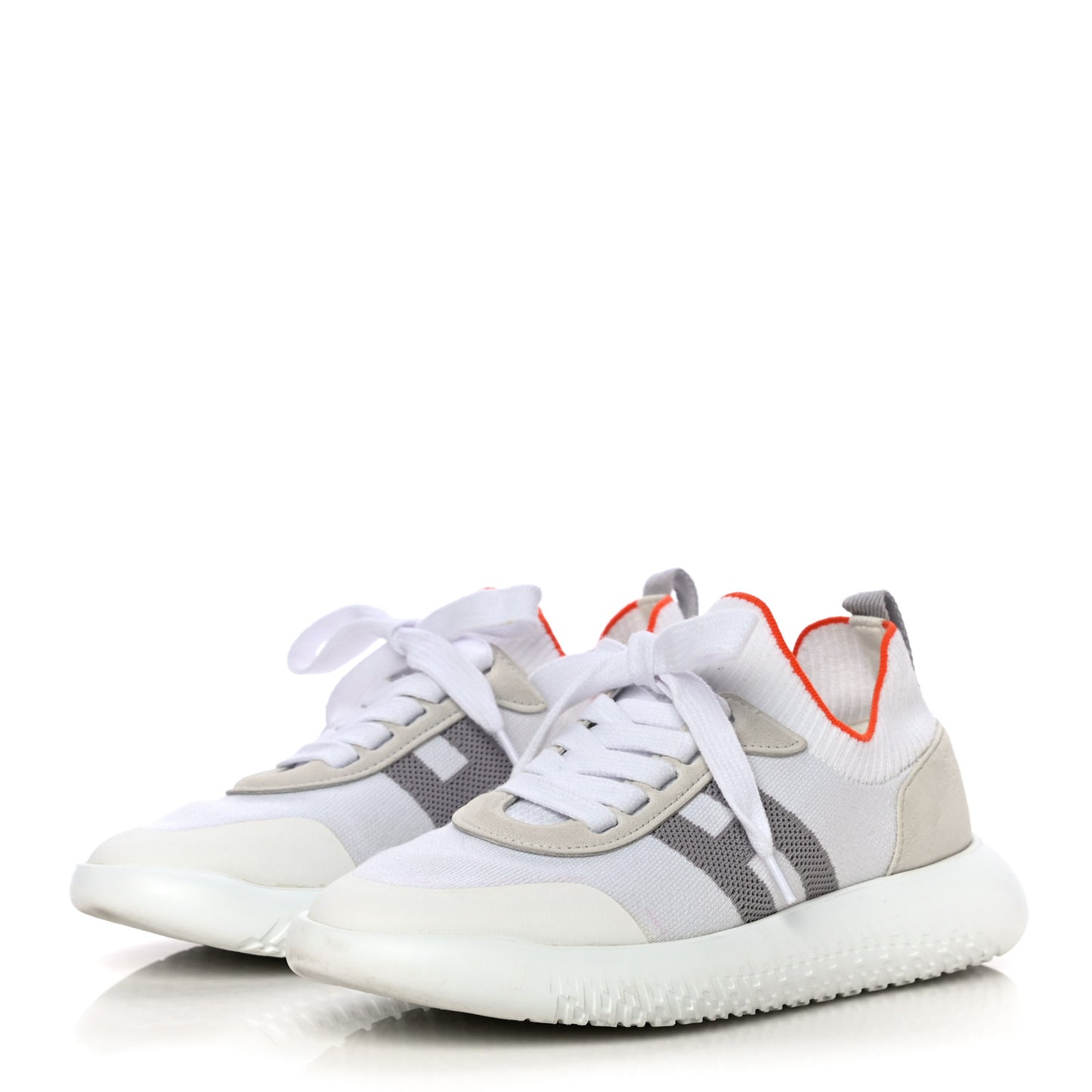 Knit Suede Goatskin Womens Crew Sneakers 36 White Gris