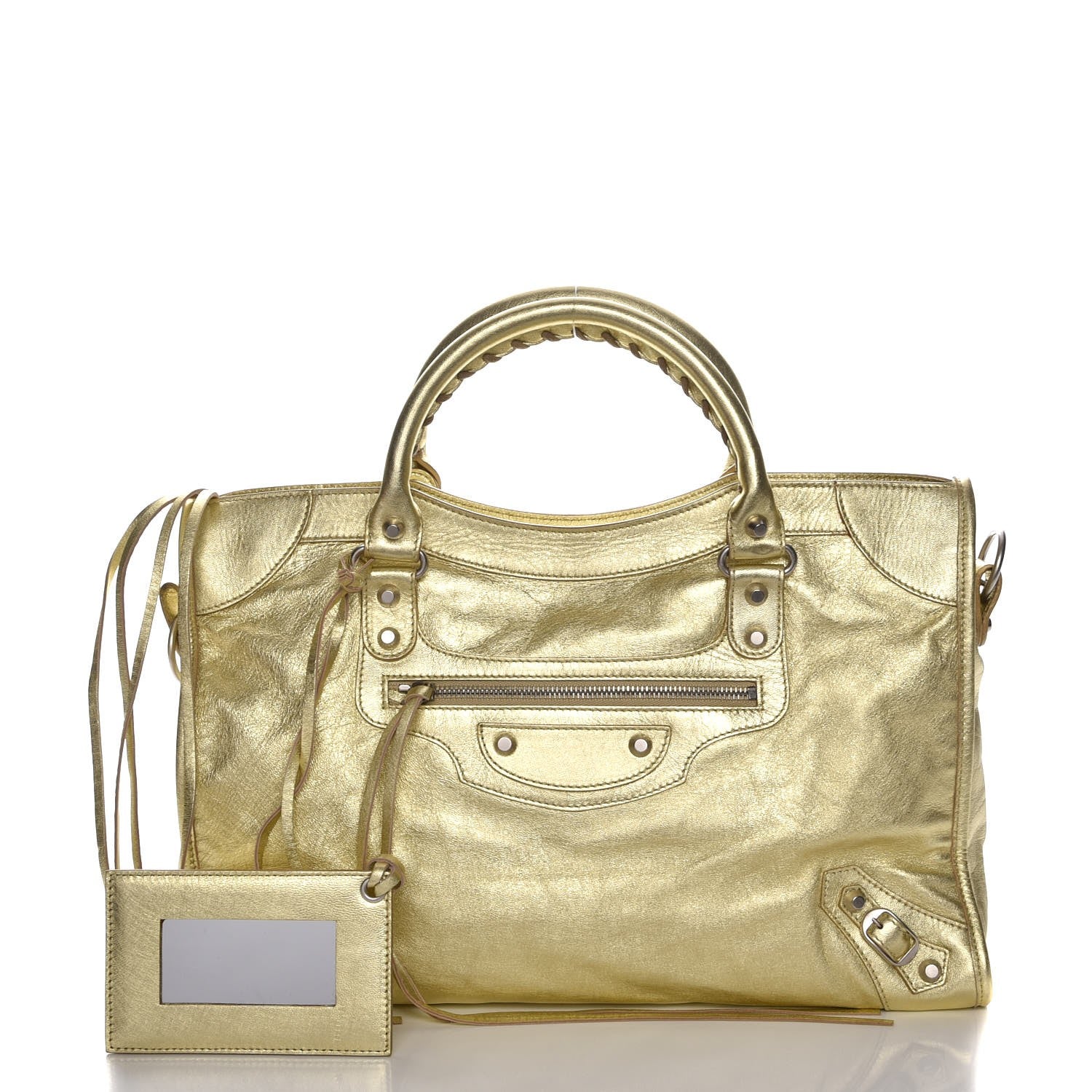 Balenciaga Laminated Agneau Classic Silver Hardware City Gold 1 of 10