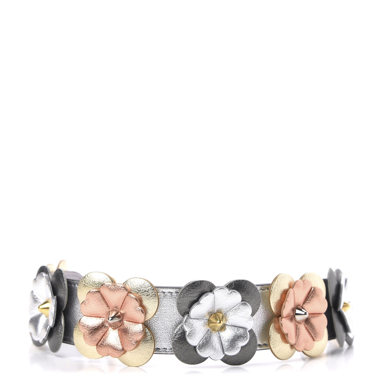 Fendi Vitello Catalan Mirror Flowerland Studded Mini Strap You Argento Multicolor 1 of 4