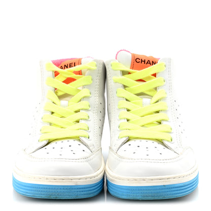Chanel Calfskin Womens Logo High Top Sneakers 36 White Multicolor 3 of 9