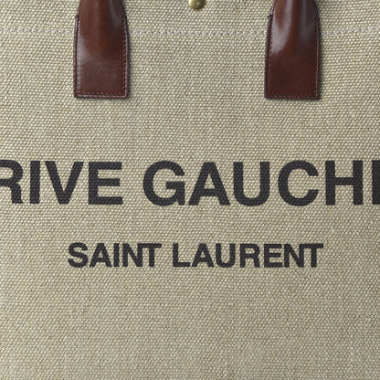 Saint Laurent Linen Calfskin Rive Gauche Tote Natural 9 of 12