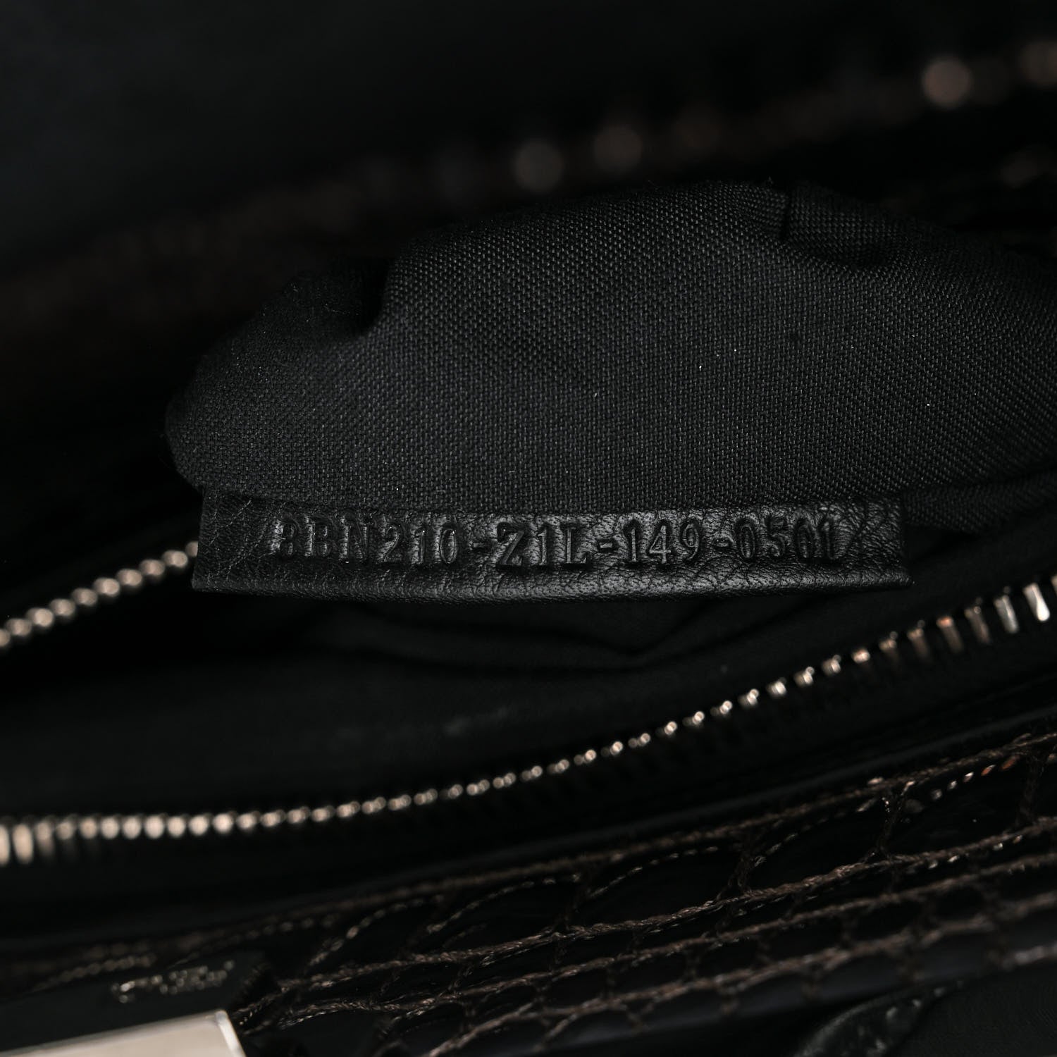 Fendi Vitello Dolce Marmol Patent Crocodile Trapuntata Large Peekaboo Iconic Satchel Black Fumo 8 of 11