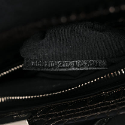 Fendi Vitello Dolce Marmol Patent Crocodile Trapuntata Large Peekaboo Iconic Satchel Black Fumo 8 of 11