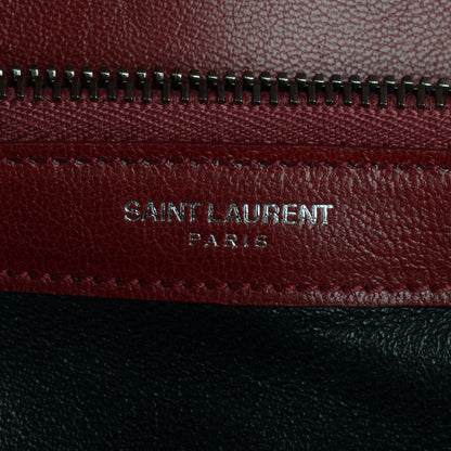 Saint Laurent Sheepskin Matelasse Chevron Large Monogram Satchel Oxblood 7 of 9