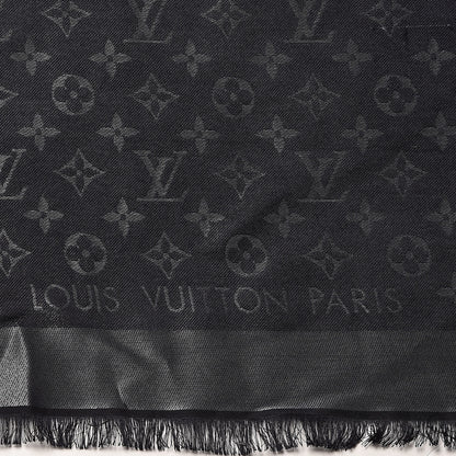 Louis Vuitton Silk Lurex Wool Monogram Shine Shawl Black 5 of 5