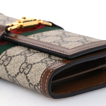 Gucci GG Supreme Monogram Azalea Calfskin Web Jackie 1961 Chain Wallet Beige Ebony Brown Sugar 13 of 17