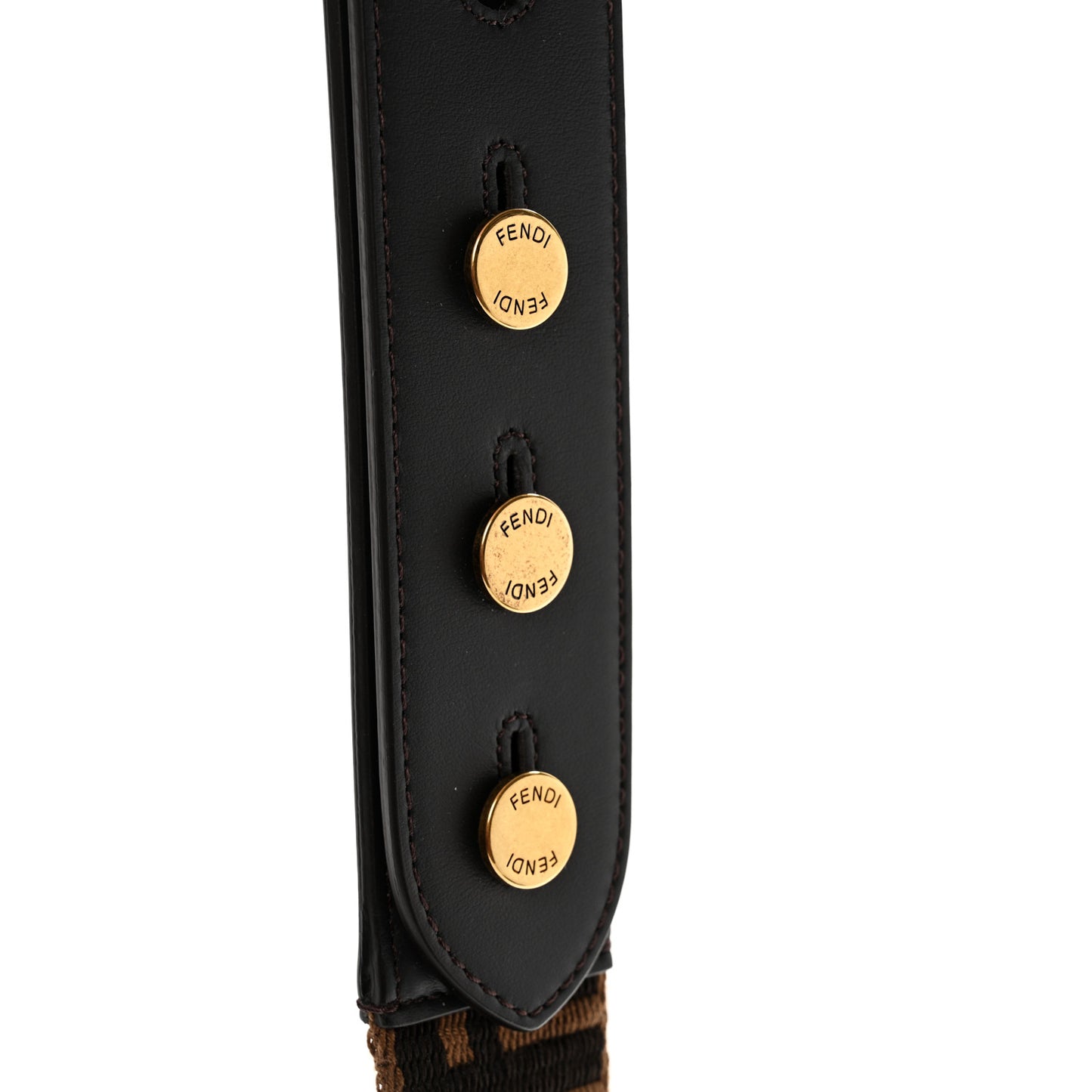 Ribbon Vitello Seta FF 1974 Adjustable Strap You Fango Marrone Black