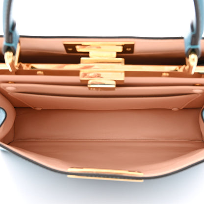 Fendi Vitello Seta Shiny Nappa Medium Peekaboo I SEE U Satchel Blue Velvet Light Rose 6 of 15