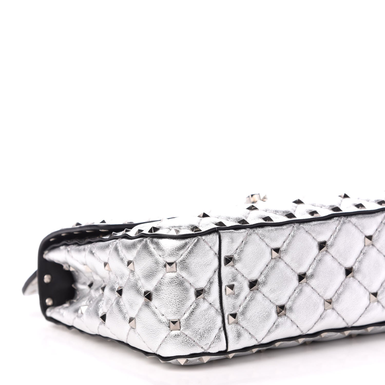 Valentino Garavani Metallic Nappa Medium Rockstud Spike Shoulder Bag Silver 8 of 10