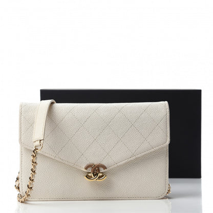 Chanel Grained Calfskin Quilted Cuba Wallet On Chain WOC White 13 of 13