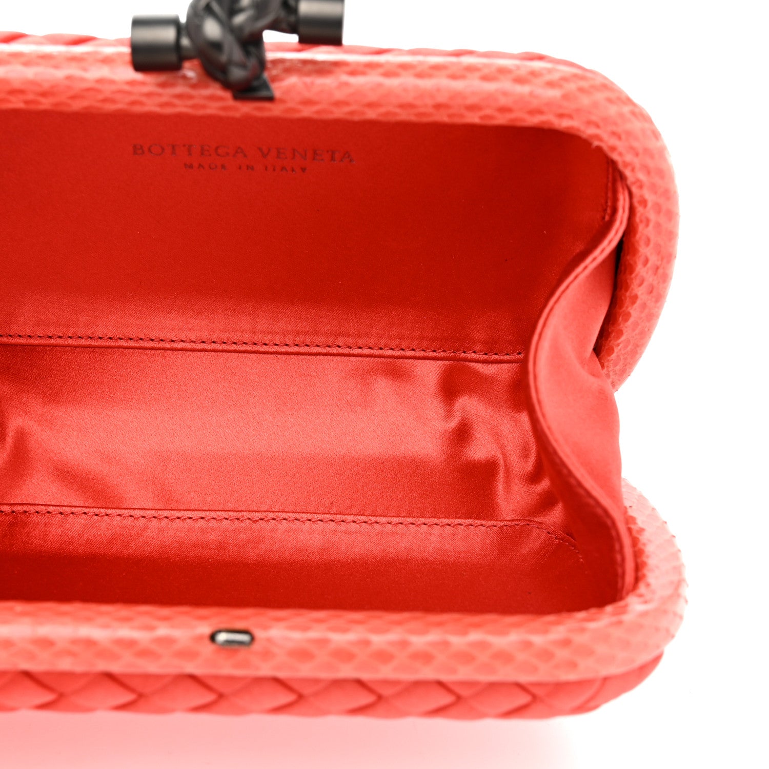 Bottega Veneta Satin Intreccio Impero Ayers Knot Clutch Magma 5 of 6
